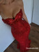 Sparkly Red Beaded Strapless Mermaid Prom Party Dress, WGP2271