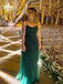 Simple A-line Green Spaghetti Straps Party Prom Dresses,Evening Dresses,WGP353