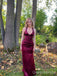 Simple Burgundy V-neck Mermaid Long Evening Dress, WGP2280