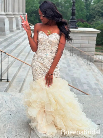 Elegant Ivory Mermaid Sweetheart Long Formal Gown to Impress,WGP1884