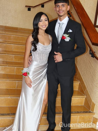 Elegant White Slit Mermaid Long Formal Gown to Impress,WGP1868