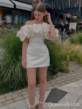 Cute White Homecoming Dress Graduation Party Dress , QB0874