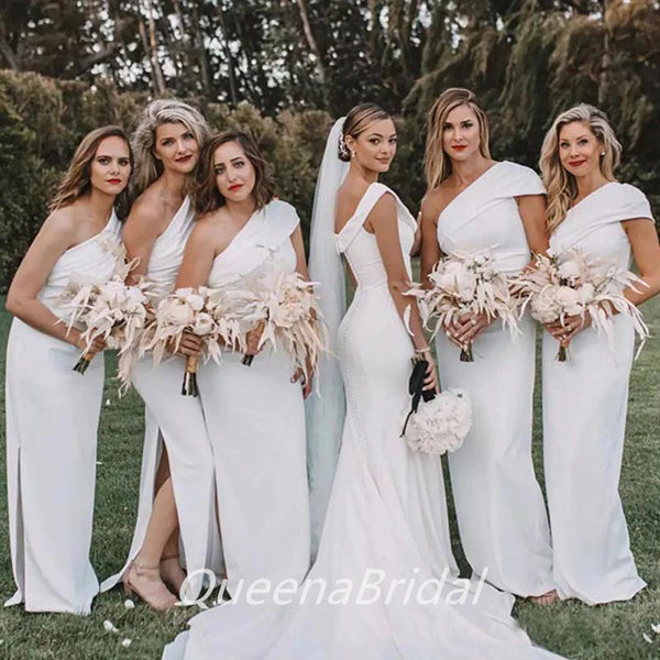 Simple white best sale bridesmaid dresses