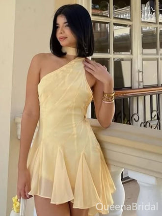 Elegant Yellow A-line Homecoming Dress Graduation Party Dress , QB0886