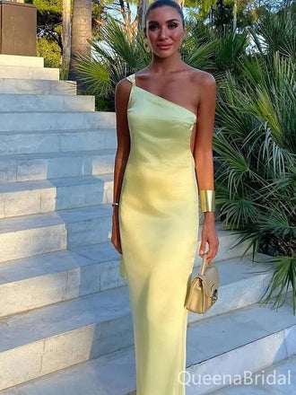 Sexy Yellow One-shoulder Mermaid Long Formal Gown to Impress,WGP1772
