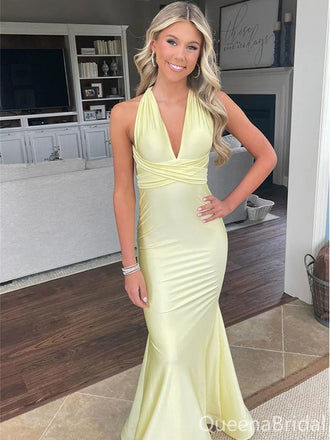 Popular Yellow Mermaid V-ncek Long Prom Dress to Impress,WGP1738