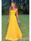Simple Yellow A-line Straps Party Prom Dresses,Evening Dresses Online,WGP351