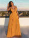 Sexy Yellow A-line Spaghetti Straps Chiffon Maxi Long Party Prom Dresses,WGP328
