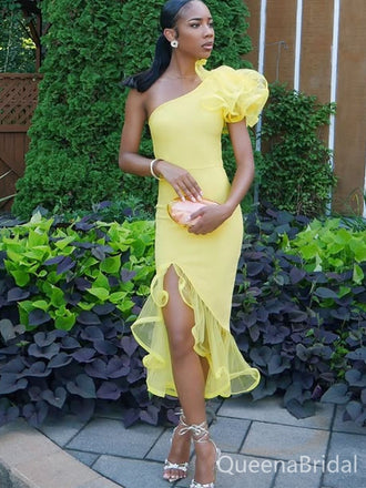 Sexy Yellow Mermaid Slit Long Formal Gown to Impress,WGP1943