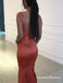 Mermaid Evening Gowns Belt Straps Orange Red Long Prom Dresses, QB0779