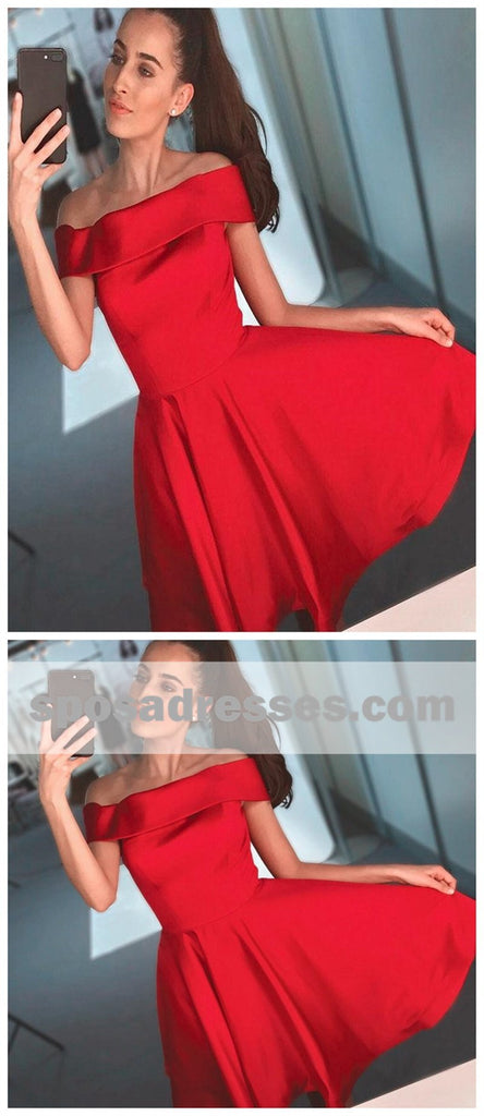 Simple Red Off Shoulder Cheap Short Homecoming Dresses 2018, CM526