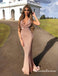 Halter Pink Sequin Long Mermaid Evening Dresses Backless Prom Dresses, QB0776