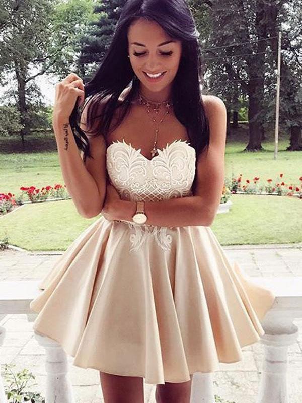 Simple Sweetheart Lace Cheap Homecoming Dresses 2018, CM451 QueenaBridal Simple Sweetheart Lace Cheap Homecoming Dresses 2018, CM451 QueenaBridal