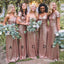 Mismatched Long Cheap Rose Gold Sequined Bridesmaid Dresses, QB0487