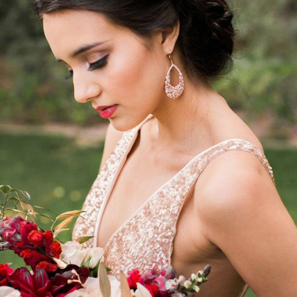 Sexy Deep V-Neck Backless White Chiffon Gold Sequin Bridesmaid Dresses QueenaBridal Sexy Deep V-Neck Backless White Chiffon Gold Sequin Bridesmaid Dresses QueenaBridal