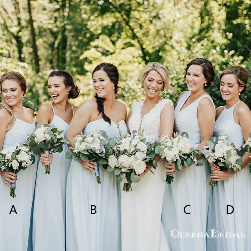 Mismatched A-Line Spaghetti Straps Light Blue Chiffon Bridesmaid Dress QueenaBridal Mismatched A-Line Spaghetti Straps Light Blue Chiffon Bridesmaid Dress QueenaBridal