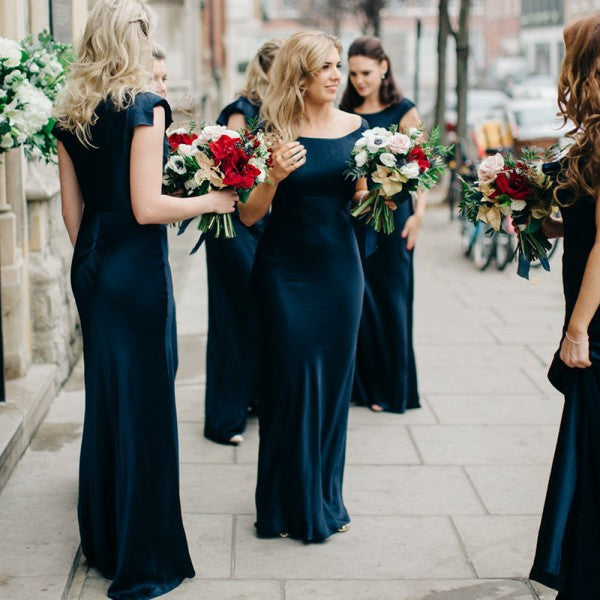 Mermaid Round Neck Long Cheap Chiffon Teal Bridesmaid Dresses Online, QueenaBridal Mermaid Round Neck Long Cheap Chiffon Teal Bridesmaid Dresses Online, QueenaBridal