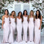 2021 Sheath Spaghetti Straps Long Cheap Soft Bridesmaid Dresses, QB0484