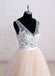 V Neck See Through A-line Cheap Wedding Dresses Online, WD355