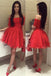 Off Shoulder Short Sleeves Red Short Cheap Homecoming Dresses Online, CM567