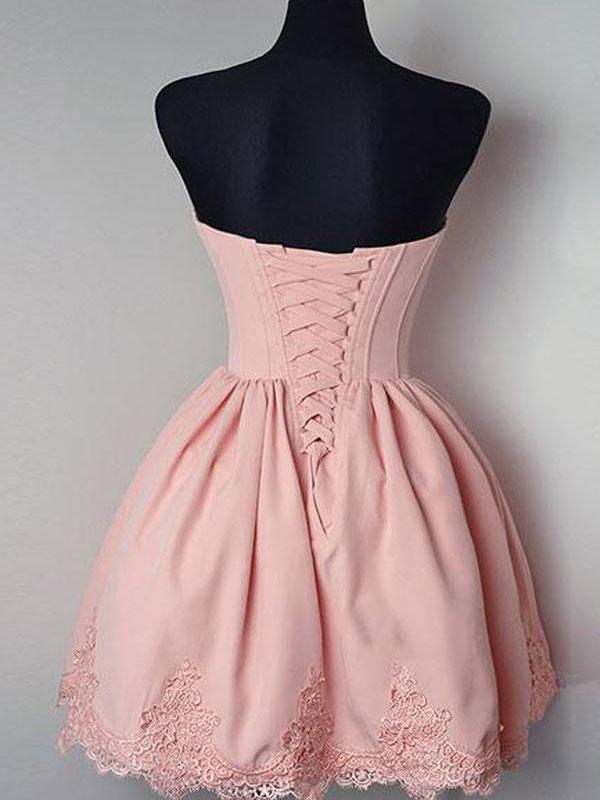 Cheap Short Simple Cute Sweetheart Pink Homecoming Dresses 2018, CM480