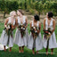 Cheap Deep V Neck Sleeveless A Line Satin Short Bridesmaid Dresses, QB0730