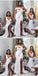 Mismatched White Mermaid Side Slit Maxi Long Bridesmaid Dresses, BDS0132