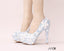 Handmade High Heels Round Toe Blue Lace Crystal Wedding Shoes, S0040