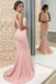 Tight Mermaid Halter Backless Pink Long Cheap Bridesmaid Dresses with Lace, QB0020
