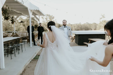 New Arrival V-neck Lace Appliqued Tulle A-line Long Cheap Wedding Dresses, WDS0012