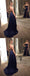 Elegant Navy Blue Spaghetti Strap  Side Slit Long Cheap Prom Dresses, QB0475