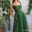 Charming Newest Elegant Spaghetti Strap Sleeveless Green Lace A-line Long Cheap Prom Dresses, PDS0018