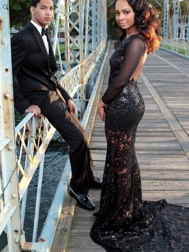 Black Scoop See Through Backless Long Cheap Lace Prom Dresses, QB0658 QueenaBridal Black Scoop See Through Backless Long Cheap Lace Prom Dresses, QB0658 QueenaBridal
