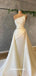 Graceful Ivory Satin Strapless Pleats With Pearls A-line Evening Gowns Prom Dresses , QBP013