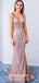 Deep V-neck Sparkly Sequins Tulle Backless Mermaid Evening Gowns Prom Dresses , QBP016