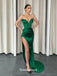 Green Soft Satin Sweetheart Strapless Pleats Mermaid  Evening Gowns Prom Dresses , QBP020