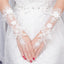 Light Ivory Beaded Wedding Gloves, Bridal Lace Gloves, Floral Lace Appliques Gloves, TYP0572