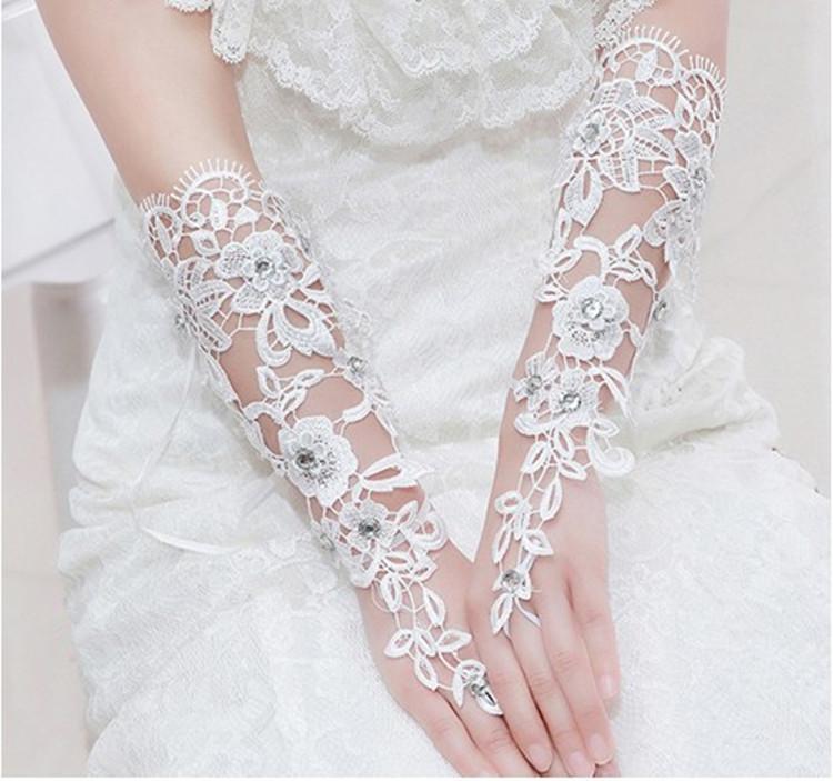 Long Bridal Gloves, Lace Appliques Gloves, Lovely Gloves With Beaded, TYP0573