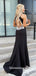 Chic Black Halter Backless Silver Tassels Mermaid Slits Evening Gowns Prom Dresses , WGP154