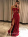 Sweetheart Strapless Red Sequins Slits Mermaid Evening Gowns Prom Dresses , WGP158