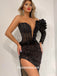 Black One Shoulder Sequins Sweetheart Slits Sexy Mermaid Evening Gowns Prom Dresses, WGP227