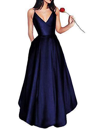A-line V-neck Spaghetti Strap Burgundy Prom Dresses Long Formal Evening Ball Gowns, QB0338