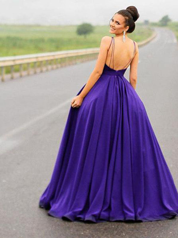 Elegant Purple round neck Long Backless Cheap Prom Dresses, QB0473 QueenaBridal Elegant Purple round neck Long Backless Cheap Prom Dresses, QB0473 QueenaBridal