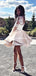 Long Sleeve Champagne A-line Short Cheap Party Homecoming Dresses, HDS0029