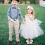 Ball Gown Round Neck White Tulle Cheap Flower Girl Dresses with Appliques, QB0226