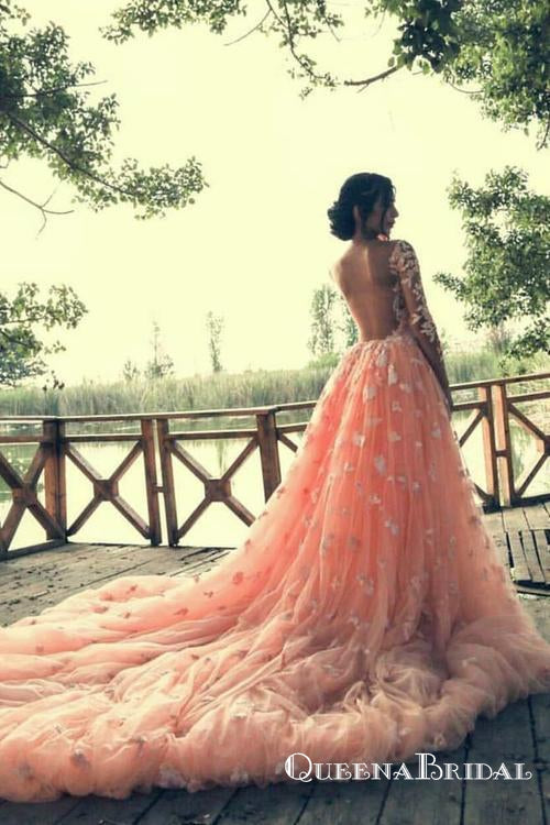 Elegant Long Sleeves Lace Long Cheap Mermaid Prom Dresses, QB0667