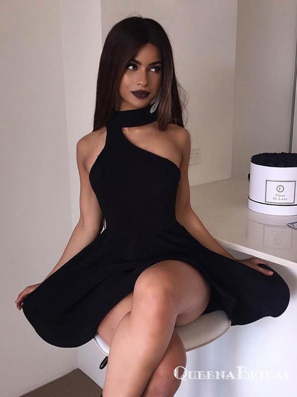 Sexy Spaghetti Strap Backless Short Cheap Black Homecoming Dresses Onl –  QueenaBridal