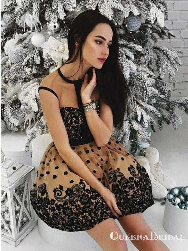 short affordable homecoming dresses See Through Short Homecoming Dresses Lace Top Tulle Cheap Homecoming Dresses APD3512