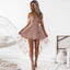 A-Line Spaghetti Straps High Low Blush Pink Lace Cheap Prom Homecoming Dresses, QB0074