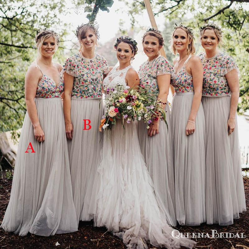 mismatched grey bridesmaid dresses Wedding Trend Alert: Mismatched Bridesmaids